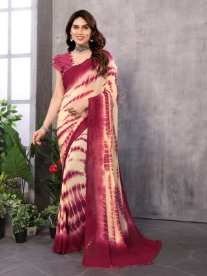 NIRMOHIFASHION Printed Bollywood Georgette Saree(Pink, Cream)