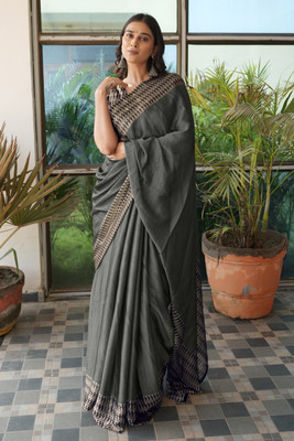 MIRCHI FASHION Solid/Plain, Embellished Daily Wear Chiffon, Georgette Saree(Grey, Beige)