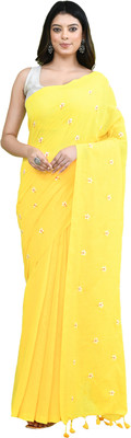 Sprish Printed Bollywood Khadi Saree(Yellow)