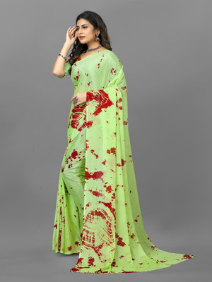 A To Z Cart Hand Painted Bollywood Satin Saree(Light Green)