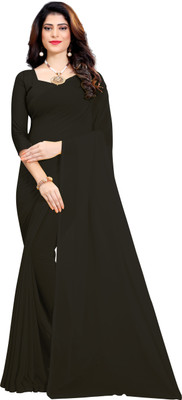 RK Fashions Solid/Plain Bollywood Georgette Saree(Black)