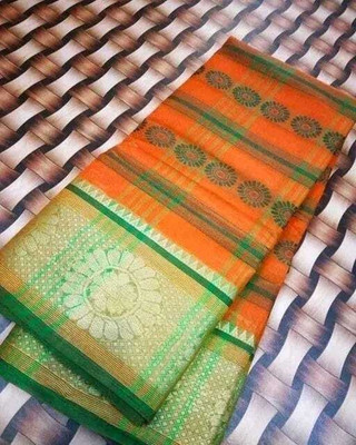 Sandhyatara Woven Tant Pure Cotton Saree(Orange)