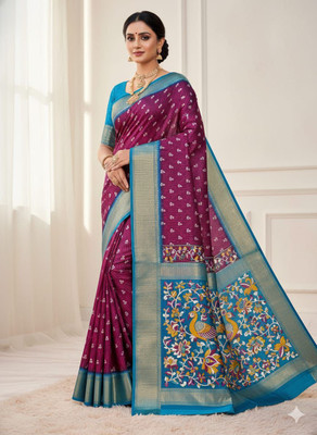 JJcreationn Embroidered Bollywood Jacquard Saree(Pink)