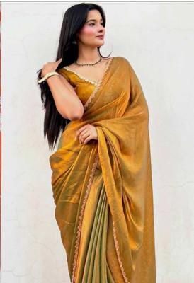 VADTALWALA Self Design Bollywood Chiffon Saree(Gold)