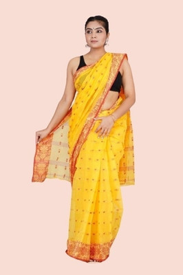 maa textile Self Design Tant Pure Cotton Saree(Multicolor)
