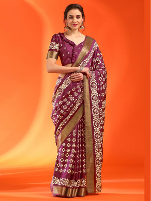 Sareemall Printed Madurai Silk Blend Saree(Pink)