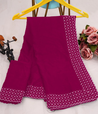 Zeekha Self Design Bollywood Georgette Saree(Dark Green)