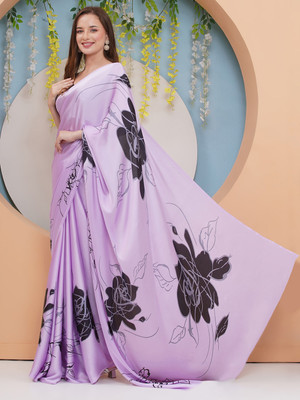 LABELKASHI Printed Bollywood Crepe Saree(Purple)