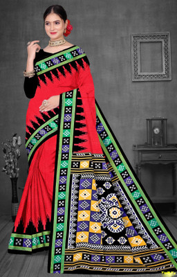 ETHNIC ODISHA HANDLOOM Printed Sambalpuri Pure Cotton Saree(Multicolor)