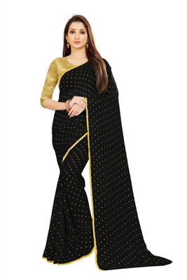 RHEY Printed Bollywood Chiffon Saree(Black)