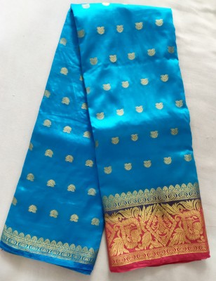 KT FASHION STORE Woven Banarasi Silk Blend Saree(Light Blue)