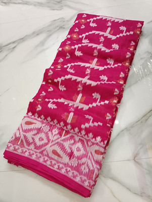 Priyongboda Printed Tant Handloom Cotton Blend Saree(Multicolor)