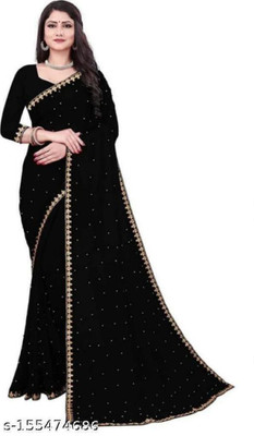 Suali Self Design, Embroidered Bollywood Lycra Blend Saree(Black)