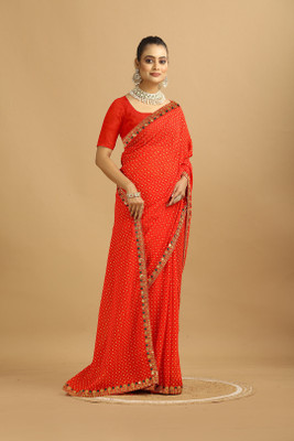 MAHARAJ SAREES Digital Print Bandhani Georgette Saree(Multicolor)