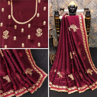 TANNU FAB Embellished Bollywood Jacquard Saree(Maroon)