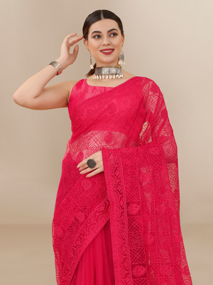 vairagee Embroidered Bollywood Net Saree(Pink)