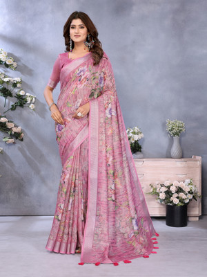 HanumantFeshion Printed Bollywood Semi-Pashmina Saree(Multicolor)