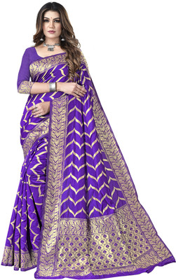 Moda Rapido Woven Banarasi Jacquard Saree(Purple)