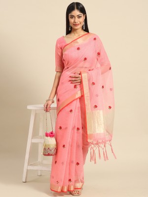 Sareemall Printed Bollywood Silk Blend Saree(Pink)