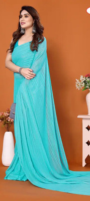 Damru trendz Printed Daily Wear Georgette Saree(Blue)