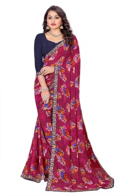 NANCY HUB Floral Print Bollywood Georgette Saree(Multicolor)