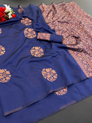 Priyashi Woven Banarasi Art Silk, Jacquard Saree(Blue)