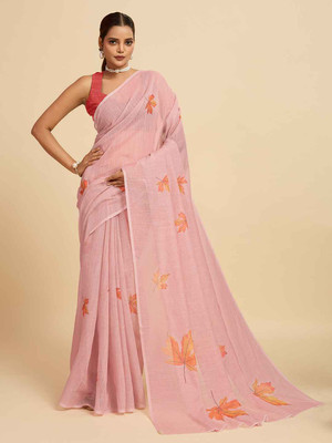 VAASTRAKALA Digital Print Bollywood Cotton Linen Saree(Orange)