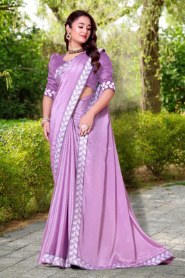 LAVYANSH CREATION Embroidered, Woven, Solid/Plain Bollywood Georgette Saree(Pink)