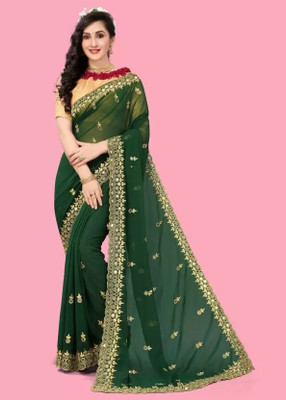 VKARAN Embellished Bollywood Georgette Saree(Green)