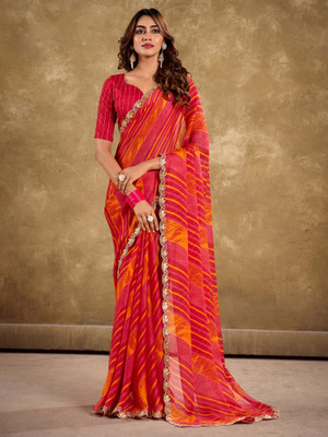Tasrika Printed Bollywood Chiffon Saree(Red)