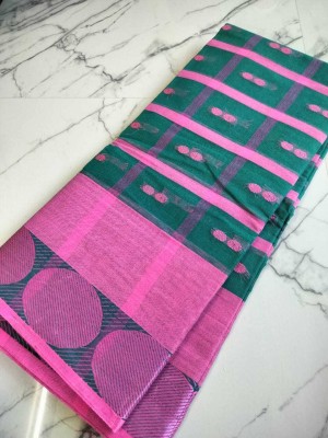 Maasaree Woven Tant Pure Cotton Saree(Pink)