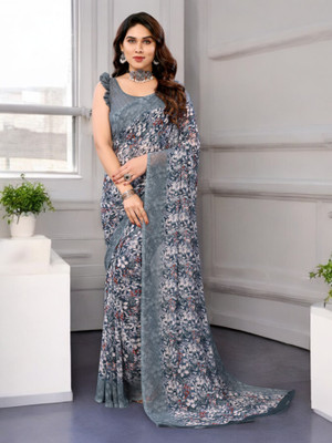 Divastri Printed Bollywood Georgette Saree(Grey)