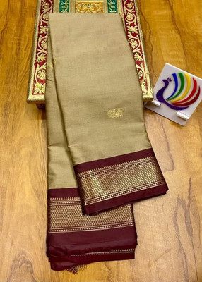 AS CREATION Self Design Kanjivaram Silk Blend Saree(Multicolor)