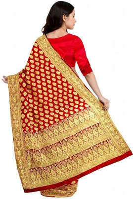 Royalsilk Woven Banarasi Silk Blend Saree(Maroon, Gold)