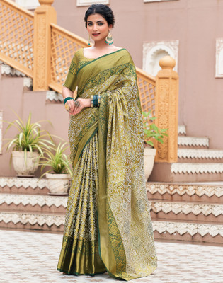 Satrani Self Design Kanjivaram Silk Blend Saree(Multicolor)