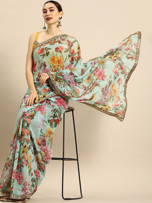 MAVTAR01 Printed Bollywood Georgette Saree(Multicolor)