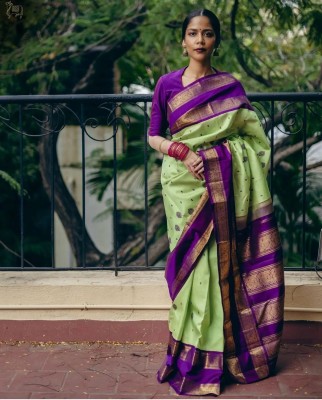 BHUMIKA CREATION Woven Bollywood Jacquard Saree(Light Green)