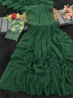 SHILPKALA Embellished Bollywood Chiffon Saree(Green)