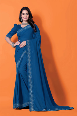 RadhikaFashion Embellished Bollywood Georgette Saree(Blue)