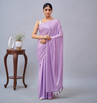 DIVYASHAKTI FASHION Embellished Bollywood Lycra Blend Saree(Purple)
