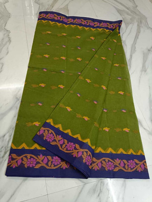 Kanokanjoli Woven Jamdani Handloom Cotton Blend Saree(Multicolor)