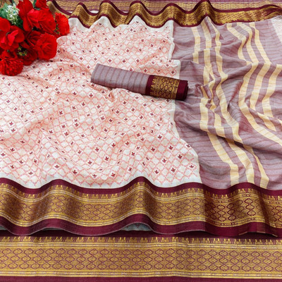 Bansari Textiles Printed Chettinadu Cotton Silk Saree(Maroon)