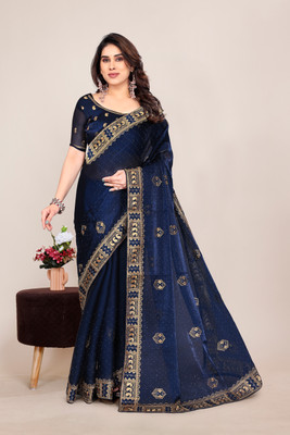 Radheradhey Embroidered Bollywood Jimmy choo Saree(Dark Green)