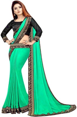 Georgette Saree Solid/Plain Bollywood Georgette Saree(Green)