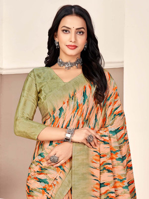 Divastri Printed Chinnalapattu Crepe Saree(Multicolor)