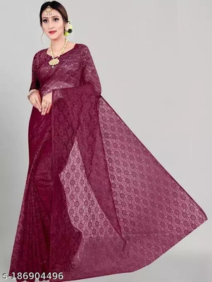 Vragi Self Design Bollywood Net Saree(Maroon)