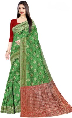 pavanputra fab Woven Banarasi Jacquard Saree(Light Green)