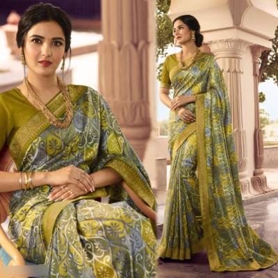 Hensi sarees shop Printed Bollywood Art Silk, Chiffon Saree(Multicolor)