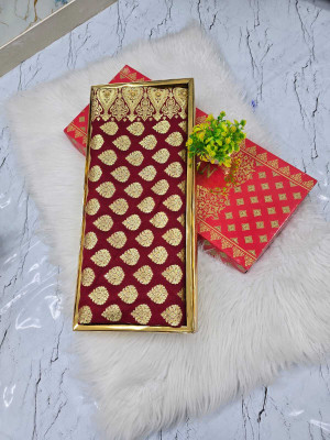 Tilfelle Embroidered, Woven Banarasi Satin Saree(Maroon)