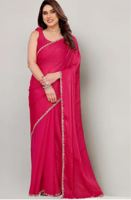 Radhika Sarees Solid/Plain Bollywood Jimmy choo Saree(Pink)
